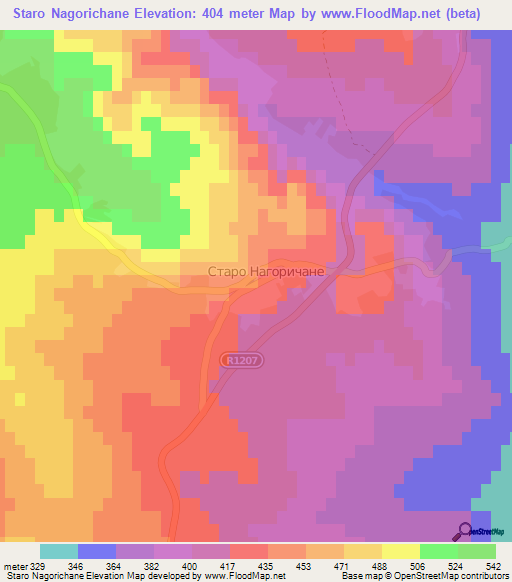 Staro Nagorichane,Macedonia Elevation Map