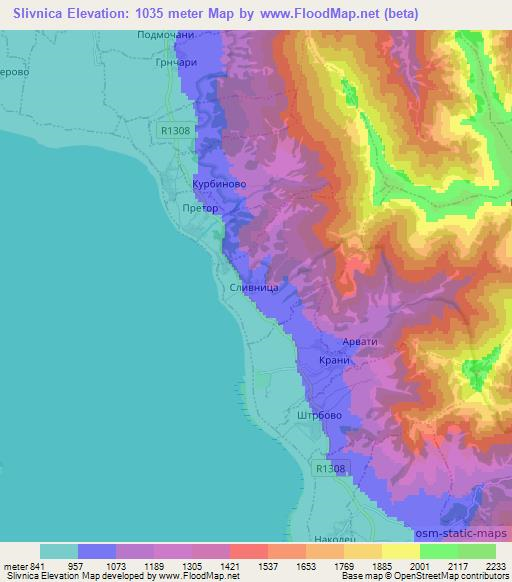 Slivnica,Macedonia Elevation Map