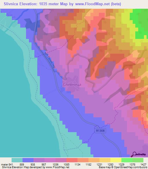 Slivnica,Macedonia Elevation Map