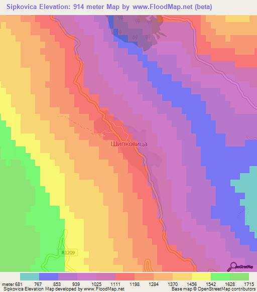 Sipkovica,Macedonia Elevation Map