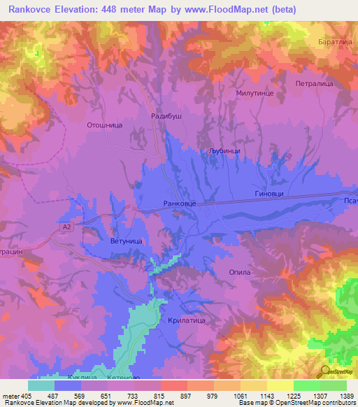 Rankovce,Macedonia Elevation Map