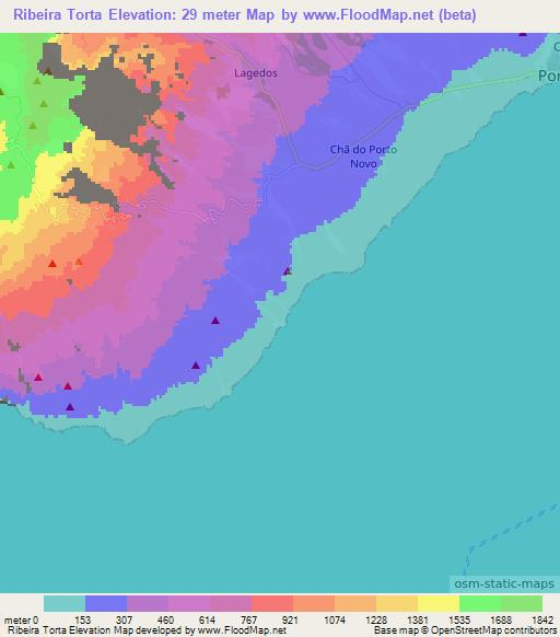 Ribeira Torta,Cape Verde Elevation Map