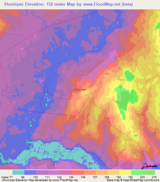 Shumlyan,Russia Elevation Map