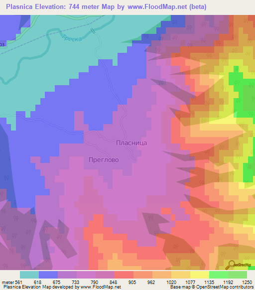 Plasnica,Macedonia Elevation Map