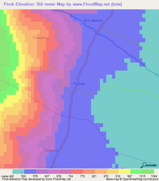 Pirok,Macedonia Elevation Map