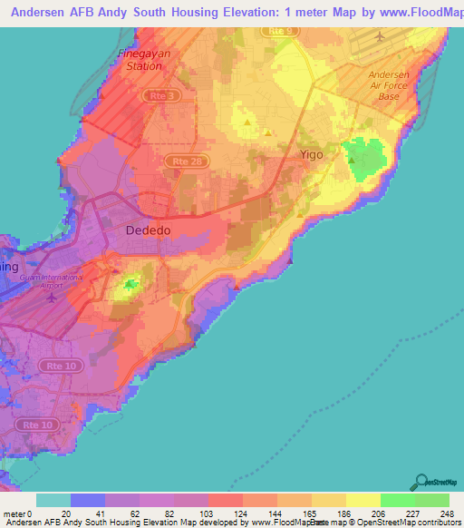 Andersen AFB Andy South Housing,Guam Elevation Map