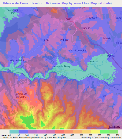 Uileacu de Beius,Romania Elevation Map