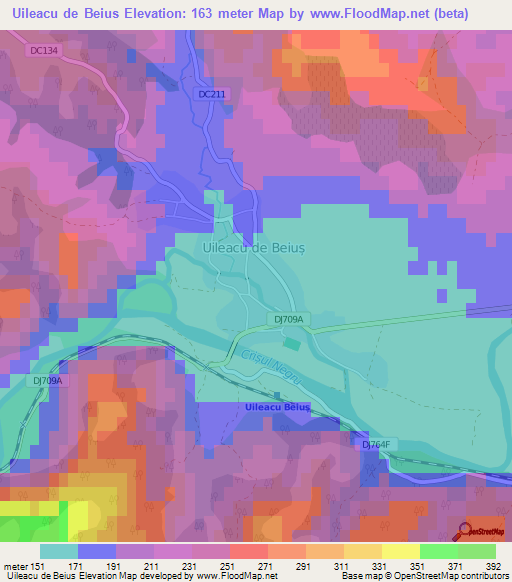 Uileacu de Beius,Romania Elevation Map