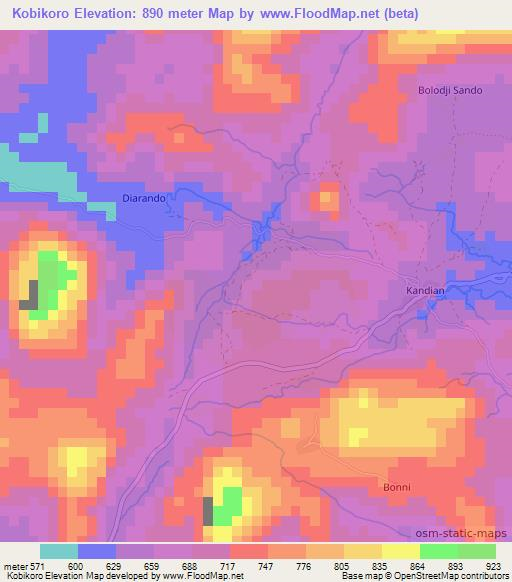 Kobikoro,Guinea Elevation Map