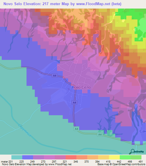 Novo Selo,Macedonia Elevation Map