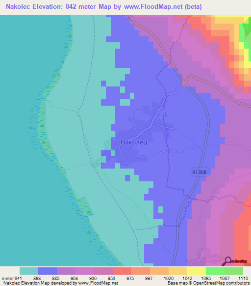 Nakolec,Macedonia Elevation Map