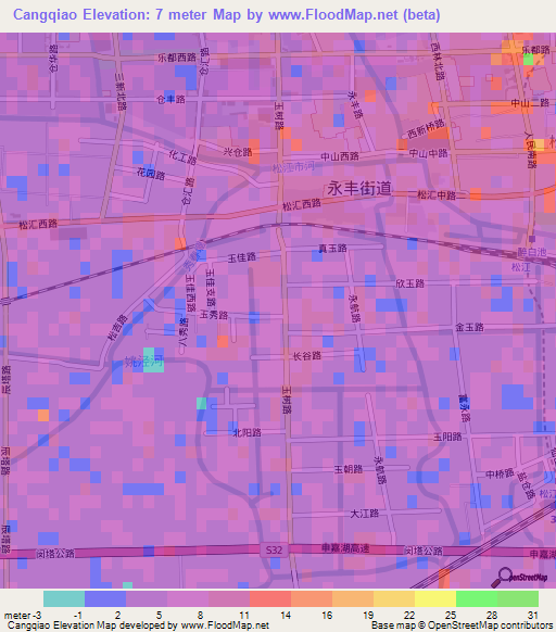 Cangqiao,China Elevation Map