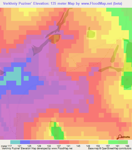 Verkhniy Puziner',Russia Elevation Map