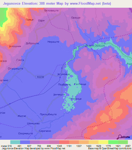 Jegunovce,Macedonia Elevation Map