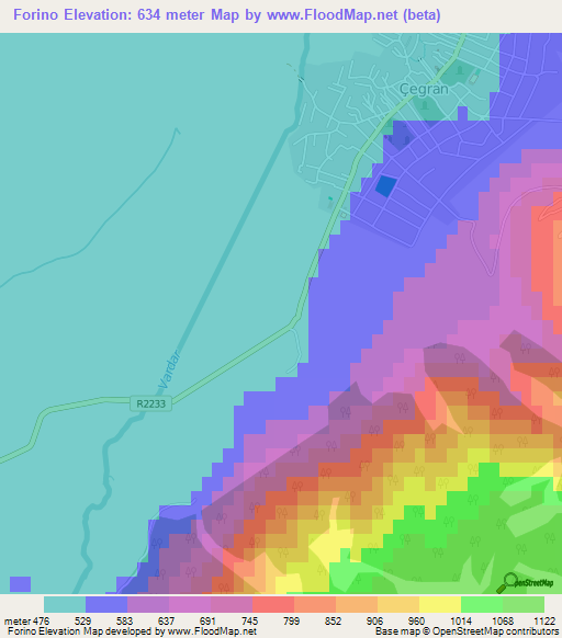 Forino,Macedonia Elevation Map