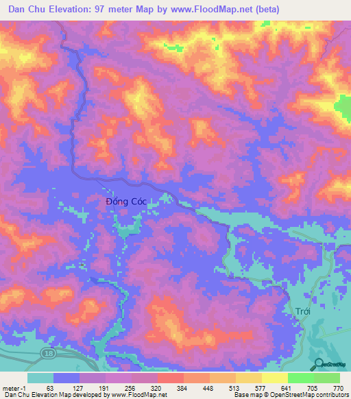 Dan Chu,Vietnam Elevation Map