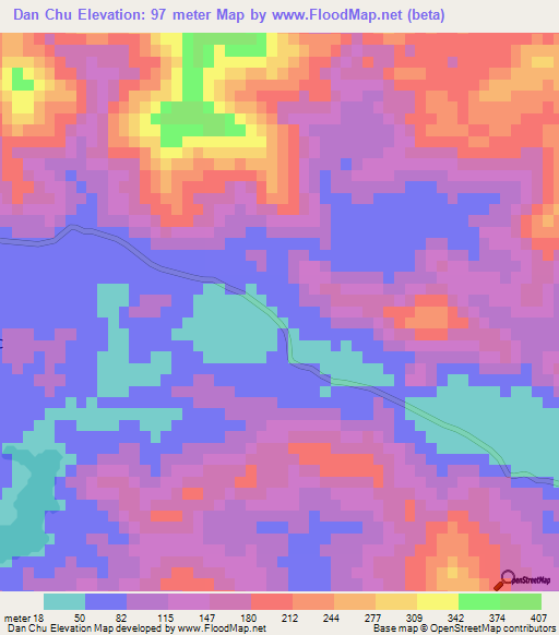 Dan Chu,Vietnam Elevation Map