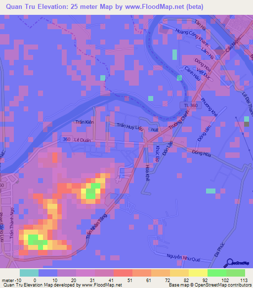 Quan Tru,Vietnam Elevation Map