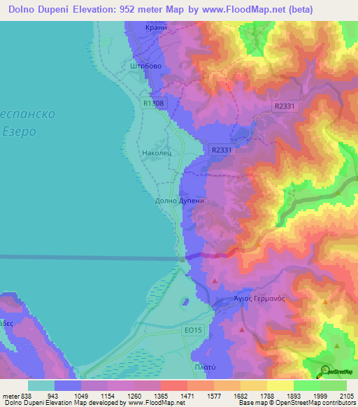 Dolno Dupeni,Macedonia Elevation Map