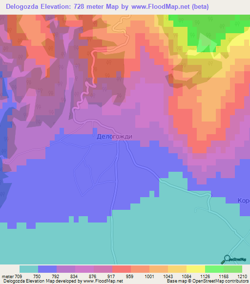 Delogozda,Macedonia Elevation Map