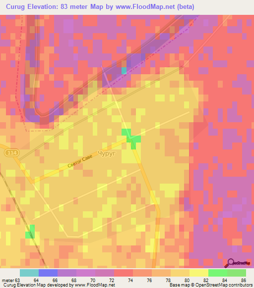 Curug,Serbia Elevation Map