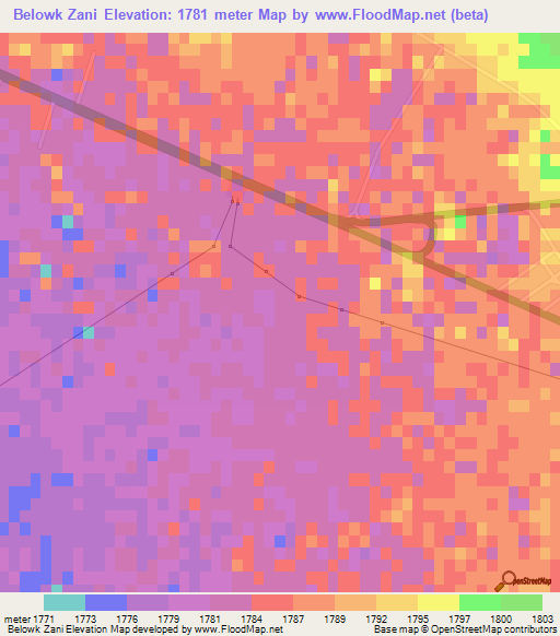 Belowk Zani,Iran Elevation Map