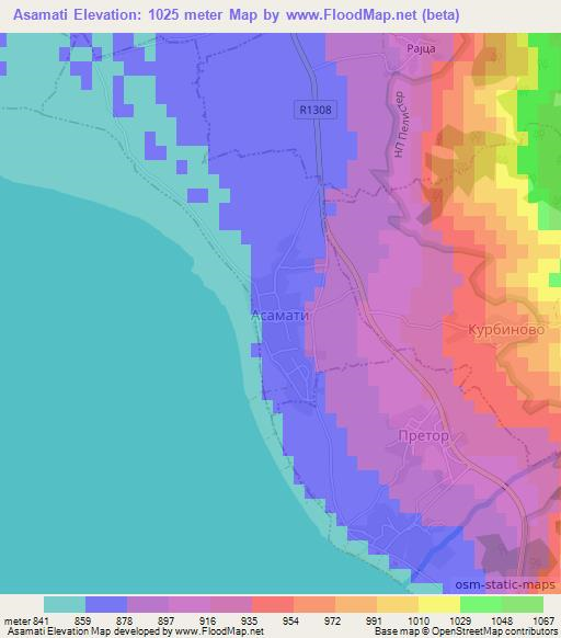 Asamati,Macedonia Elevation Map