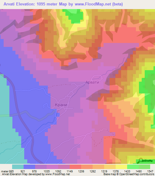 Arvati,Macedonia Elevation Map