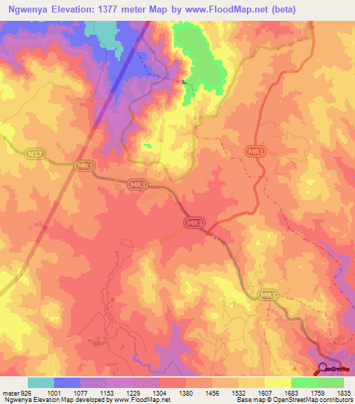 Ngwenya,Swaziland Elevation Map