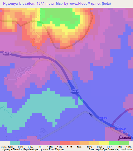 Ngwenya,Swaziland Elevation Map