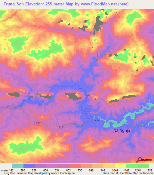 Trung Son,Vietnam Elevation Map