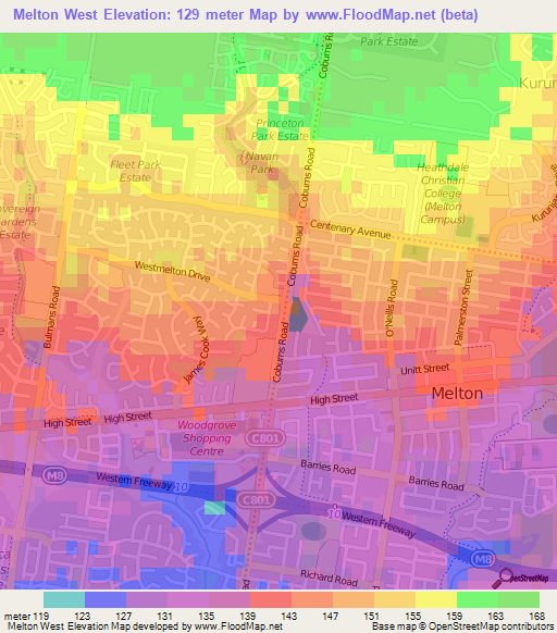 Melton West,Australia Elevation Map