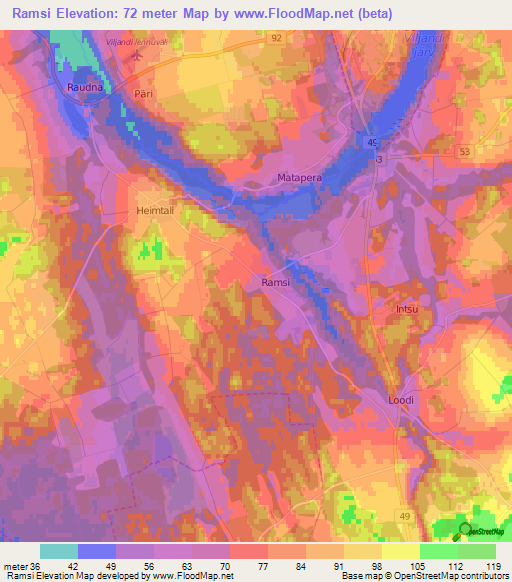 Ramsi,Estonia Elevation Map