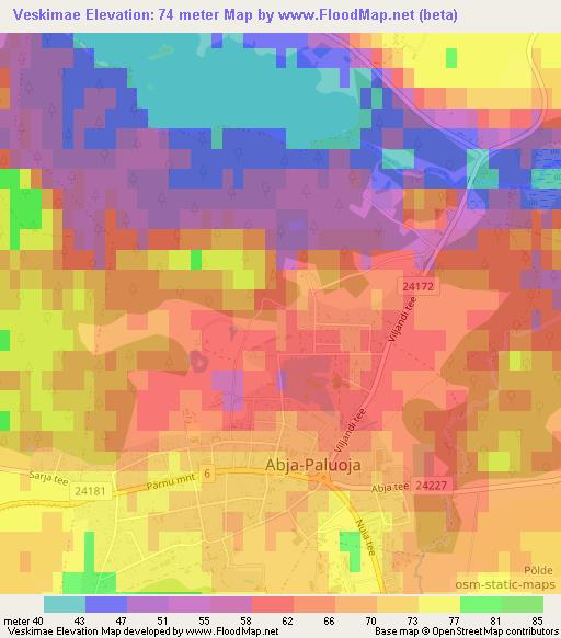 Veskimae,Estonia Elevation Map