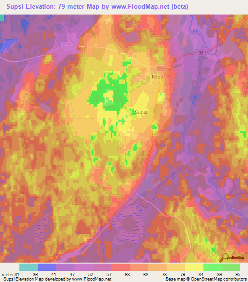 Supsi,Estonia Elevation Map