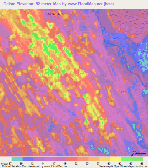 Odiste,Estonia Elevation Map