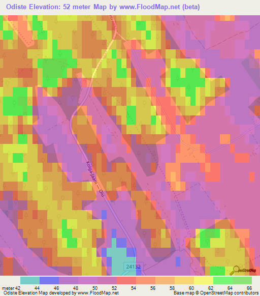 Odiste,Estonia Elevation Map