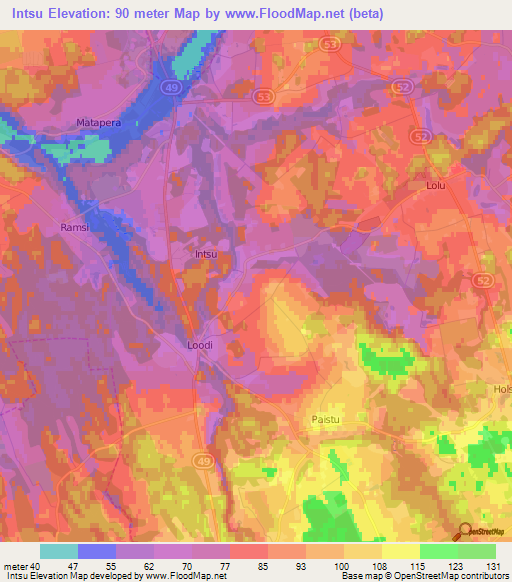 Intsu,Estonia Elevation Map