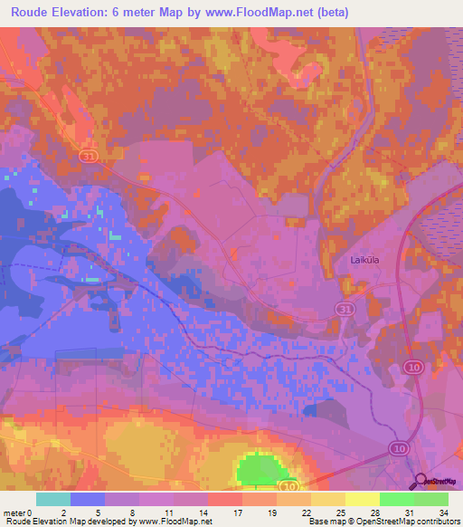 Roude,Estonia Elevation Map