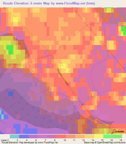 Roude,Estonia Elevation Map