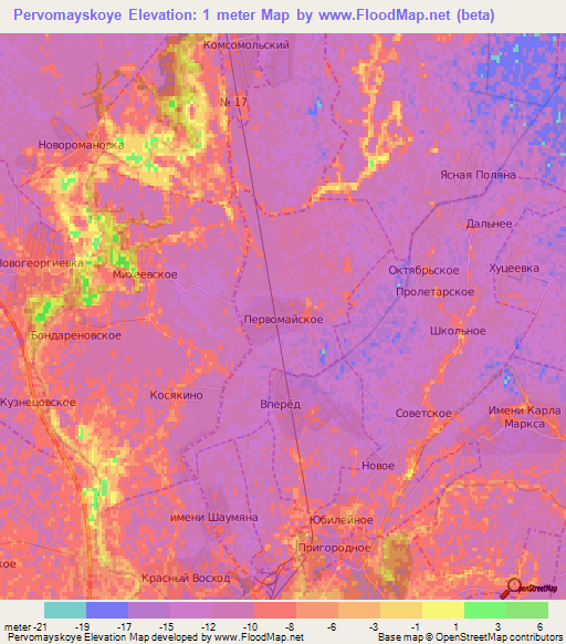 Pervomayskoye,Russia Elevation Map