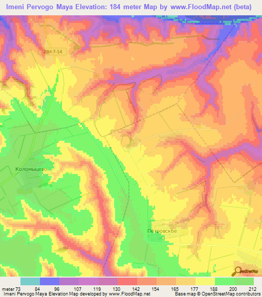 Imeni Pervogo Maya,Russia Elevation Map