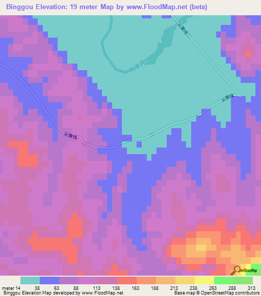 Binggou,China Elevation Map