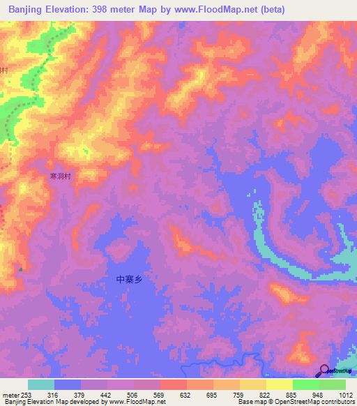 Banjing,China Elevation Map