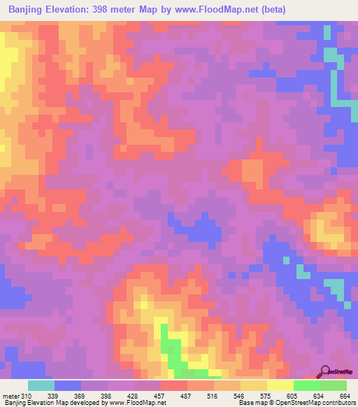 Banjing,China Elevation Map