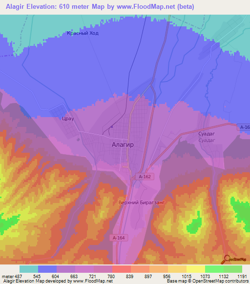 Alagir,Russia Elevation Map