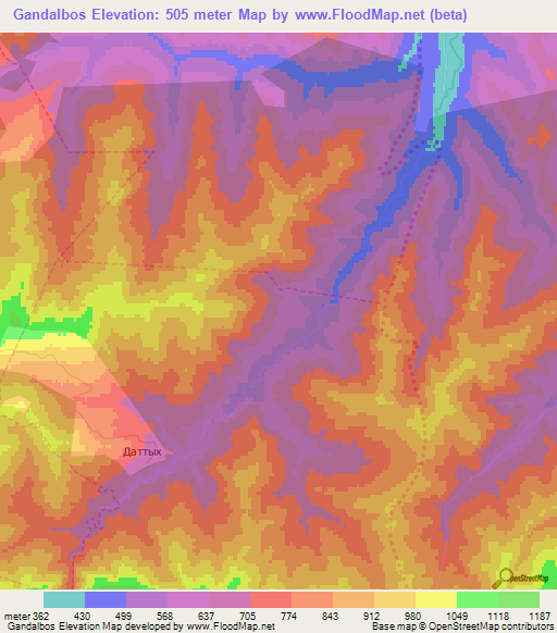 Gandalbos,Russia Elevation Map