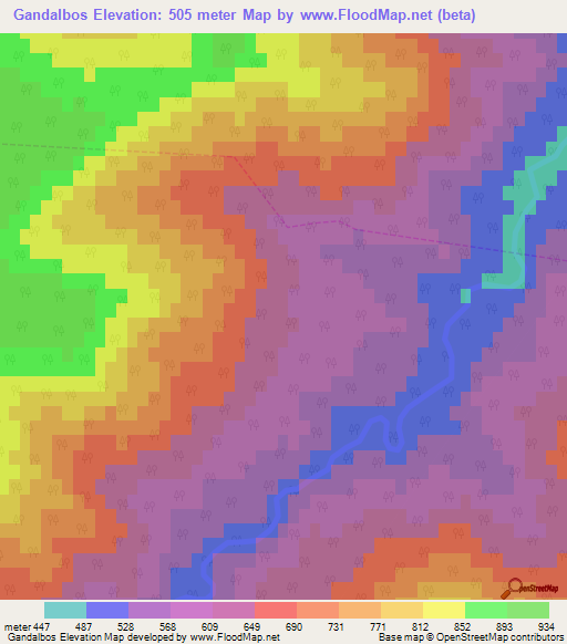 Gandalbos,Russia Elevation Map