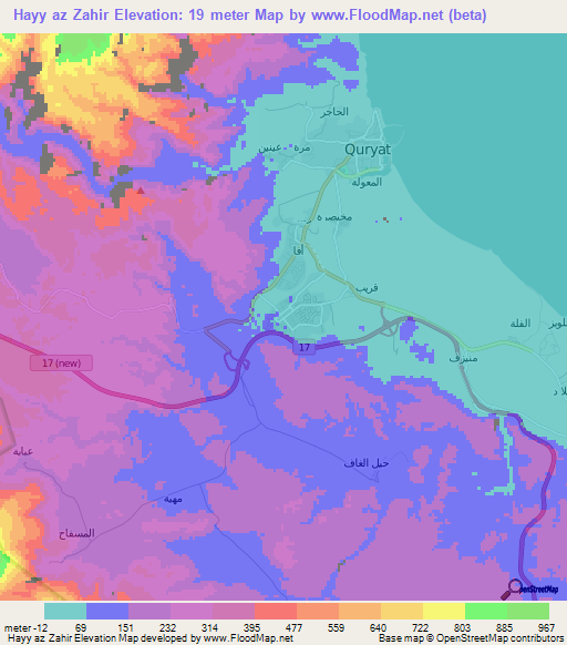 Hayy az Zahir,Oman Elevation Map