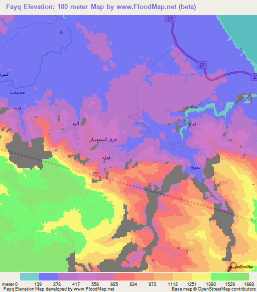 Fayq,Oman Elevation Map